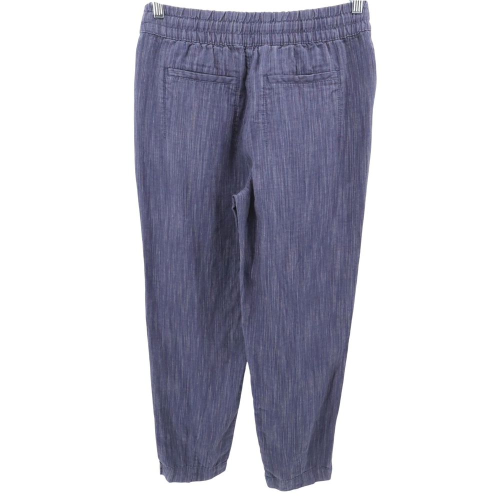 Athleta Linen Ankle Pants Relaxed Drawstring Blue Petite Small - Picture 3 of 7